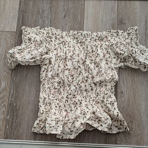 Off the shoulder white floral top